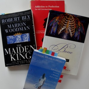 A few of many Marion Woodman books on my shelves