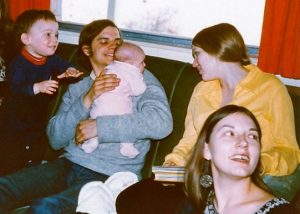 With Pat, her husband, their baby Sita, and our son David, 1972