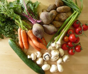 fresh whole garden vegetables