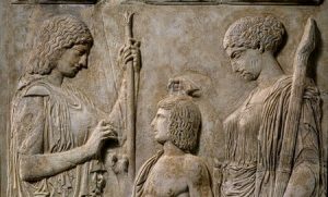 Persephone, Triptolemos, & Demeter, Eleusis, 430-440 BCE, wikipedia